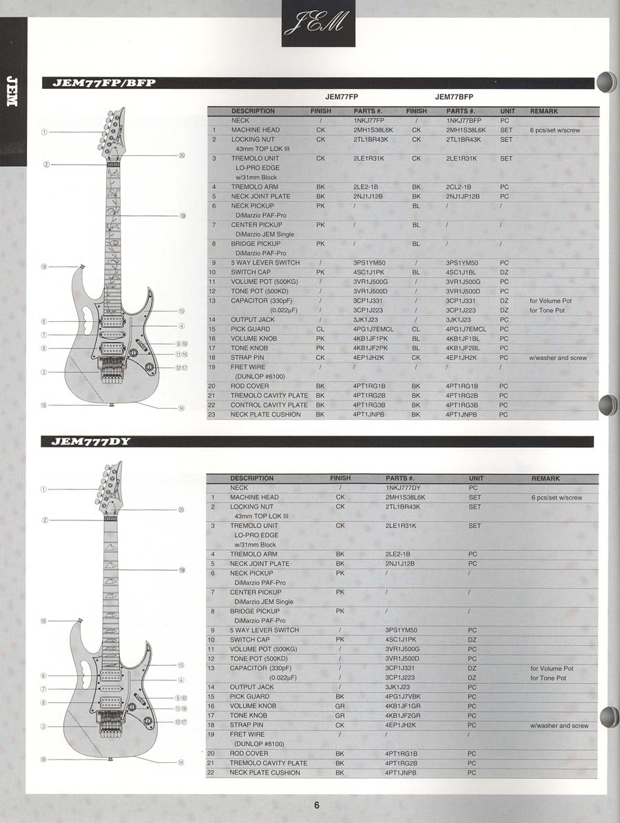 Ibanez Rules 1994 US Parts Catalog